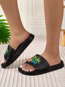 New Fashionable Women Slippers, Flat Soft Lightweight Breathable Comfortable Durable Anti-Slip Shock-Absorbing EVA Sole Versatile Slippers