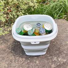 Collapsible Wash Basin With Drain Plug – 2.4 Gallon Portable Sink Tub For Baby Bottles, Dishwashing, RV & Camping | Space Saving Foldable Design | -Free /PP Material (Grey) - Xám+5l Xám - Xem 5