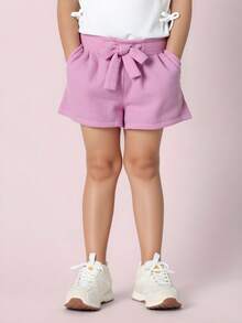 Short rosa confeccionado en baby cotton con cintas y bolsillos - Rosa - Ver 1