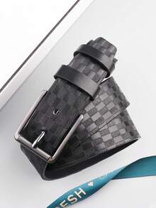 1pc Men's Pin Buckle PU Leather Belt (With Hole Punch Tool, No Gift Box) - Black No.2 - View 3