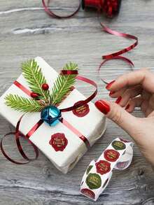 500pcs/Roll Merry Christmas Stickers, Christmas Theme Sealing Label Stickers, For Homemade Gift Baking Packaging Envelope Stationery Decor, Christmas Sticker For Holiday Greeting, Sealing, Gift Decorations (Please Note That The Sticker Is Flat),Christmas - Multicolor - View 8