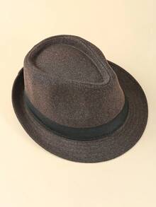 1pc Solid Color Bohemian Casual Retro Polyester Decorative Ribbon Felt Hat, Soft Cap, Fedora Hat, British Style Trilby For Men, Elegant For Commuting In Autumn/Winter - Top Hat - View 7