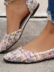 大码宽楦米色尖头低跟穆勒鞋，休闲轻便舒适，欧码，春夏款