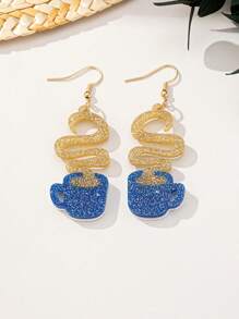 1 Pair Vintage Elegant Coffee Cup Minimalist Creative Hot Coffee Versatile Gift Long Dangle Drop Earrings For Women