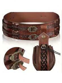 2 pièces Ceinture large viking, ceinture d'armure médiéval, ceinture-corset de chevalier, costume d'Halloween LARP