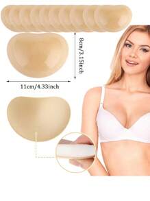 1 Pair Bra Pads Inserts Sticky Bra Push Up, Silicone Adhesive Breast Lift Waterproof Padding For Women Sports Swimsuits Bikini Dress Bathing Suit,  Beige And Black