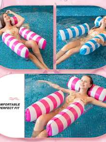1pc Inflatable Swimming Pool Floating Hammock, Foldable Floating Pool, Water Leisure Floating Bed, Pool Raft Lounge Chair, Summer Party Water Beach Lake Recreation Floating Chair, Beach Essential, Beach Accessory - Multicolor - View 3