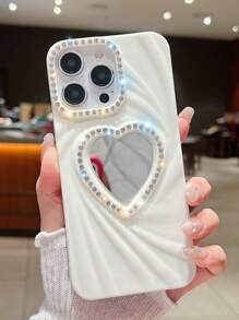 1pc Fashion Cute Love Pattern Love Mirror Element Phone Case, Protecting And High Quality Fundas De Ceramic, For:IPhone11/IPhone12/12pro/12pro Max/IPhone13/13pro/13pro Max/IPhone14/14 Pro/14pro Max/IPhone15/15pro/15pro Max/IPhone16/16pro/16pro Max/16plus