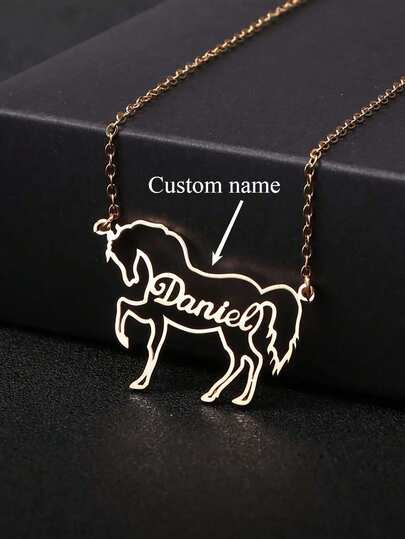 Colier personalizat cu nume de cal mini, colier memorial cu animale, accesorii pentru cai, cadouri pentru călărie, excelent pentru iubitorii de cai, Ziua Îndrăgostiților, ziua de naștere, aniversare, modă, vintage, unisex, simplu, casual, cadou personalizat unic