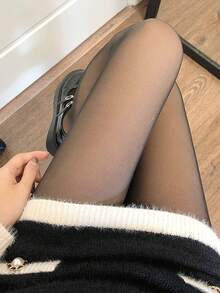 Minimalist Solid Tights - Apricot - View 2