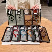 Mida Style Case Compatible With IPhone Color Frame With Heavy Duty Magnetic Technology - Orange - View 6