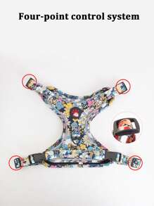 1pc Daisy Flower Print Pet Harness Set, Daisy Flower Print Pattern, Summer Breathable Mesh Material With Reflective Stripe, Adjustable Non-Choke Cat/Dog Harness And Leash Set, Suitable For Small/Medium Pets