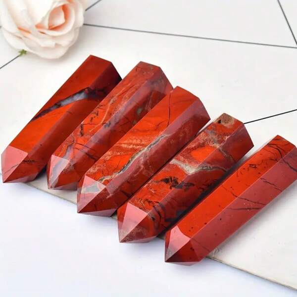 1pc Crystal Column Red Stone Obelisk Decorative Tower Column Ornament For Home Decor
