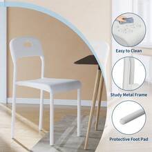 LIZHOUMIL Dining Chairs Set Of 4/2/1, Stackable Modern Kitchen Chairs, Plastic Dining Room Chair With Metal Legs, Easy Assembly, Waterproof & Stain-Resistant, Suitable For Indoor And Outdoor - trắng - Xem 7