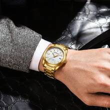 CRRJU Reloj de hombre CRRJU de lujo, de moda, con cuarzo, resistente al agua, luminoso, de acero inoxidable con fecha