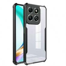 Black Edge Tempered Glass Screen Protector + Shockproof Frame Phone Case For Honor X6B, Honor X8C, Vivo V50Lite, Redmi A3, Infinix Note 50pro, Infinix Note 50, Camon 40, Honor 400 Lite, Redmi A5. Compatible With Huawei, OPPO, Vivo, I Tel, Realme, Transsion, Redmi, Honor, Series