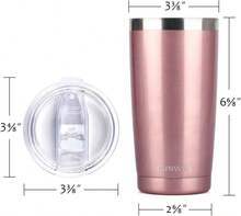 Travel Coffee Tumbler 20 Oz, Insulated Mug With Lid, Stainless Steel Cup For Hot And Cold Drinks, Rose Gold - 金色 - 查看 5