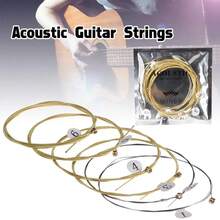6pcs/Set Folk Guitar Strings Acoustic Guitar Strings Brass Hexagonal Steel Core Strings Set - Gold - View 1