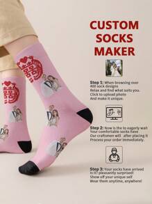 1 par de calcetines medianos personalizados con fotos de mujeres. Pueden colocarse en los calcetines cualquier rostro personalizado. Calcetines personalizados con fotos, divertidos y creativos con diseños de dibujos animados, ideales como regalo para San Valentín, cumpleaños u otras ocasiones. Cómodos y transpirables, mejoran el ambiente familiar, con estilo moderno y apropiados tanto para hombres como para mujeres.