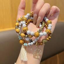 4 Stück/Set Neue Bohostil Quasten Perlen Mehrschichtiges Armband, kreative modische Frauenschmuckzubehör