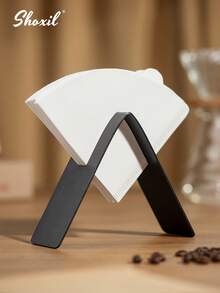 shoxil 1 件咖啡滤纸架，不锈钢咖啡纸容器架，V 型金属咖啡滤纸收纳架，适用于纸质咖啡滤纸尺寸 #01 和 #02 - 黑色 - 查看 1