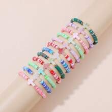 8/12 Stücke bunte Armband-Sets aus Polymer-Ton mit Dopamin-Kreuz-Design, Sommer-Strandurlaubs-Accessoires