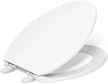 Asiento de inodoro alargado Brevia K-20110-0 con topes amortiguadores Grip-Tight, asiento de cierre silencioso y ferretería de instalación rápida, color blanco - Multicolor - Ver 1