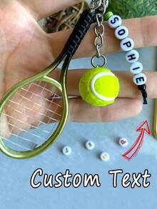1pc Personalized Tennis Keychain, Miniature Real Tennis Ball/Racket Charm, Customized Tennis Lover Gift - Tennis Ornaments - View 12