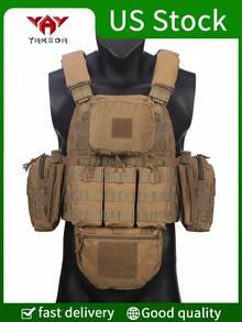 YAKEDA 多功能三件套战术装备包，户外狩猎背心，带可拆卸和可扩展口袋，防水抗撕裂，适合狩猎、训练、户外探险等 - 彩色 - 查看 12