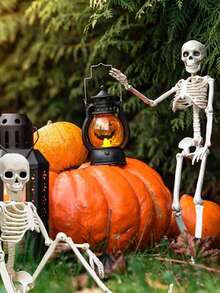 1 件迷你 15 厘米/5.9 英寸、40 厘米/15.74 英寸万圣节装饰户外骨架、可摆姿势的塑料骨架、万圣节骨架、具有逼真可摆姿势和可移动关节的骨架，适用于万圣节室内外装饰、室内/室外装饰
