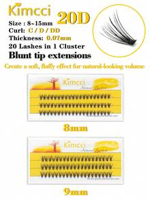 KIMCCI 20D 平头貂皮睫毛 8-15mm 自然浓密 30 片/束 丝绸般柔软黑色睫毛 睫毛簇、睫毛簇、单根睫毛、睫毛、假睫毛 - 黑色 - 查看 4