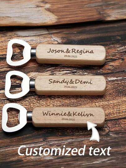 Individuell anpassbarer gravierter Flaschenöffner mit Holzgriff, individuell gravierbarer Holzflaschenöffner, Bier- und Soda-Dosenöffner, Küchenhelfer, schimmelbeständig, vielseitig einsetzbar, langanhaltend, dekorativ, wiederverwendbar, exquisit, stilvoll, hochwertig, personalisiertes Geschenk, geeignet für Weihnachten, Halloween, Thanksgiving, Muttertag, Geschenk für Ihn/Sie, Vatertag, Geburtstag, Party, Trauzeugengeschenke
