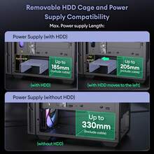 Micro ATX Case, 4 * 120mm ARGB Non-PWM Case Fans Pre-Installed, MATX PC Case, Temper Glass Side Panel, With Type-C, Black, Cypress 3 ARGB - 彩色 - 查看 10