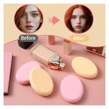 4 Pack Oval Puff Air Cushion Puff Oval Makeup Sponges For Foundation Sponge Professional Make Up Sponges Beauty Egg, Dry And Wet Skin Tone And Pink - MultipleColors - View 3