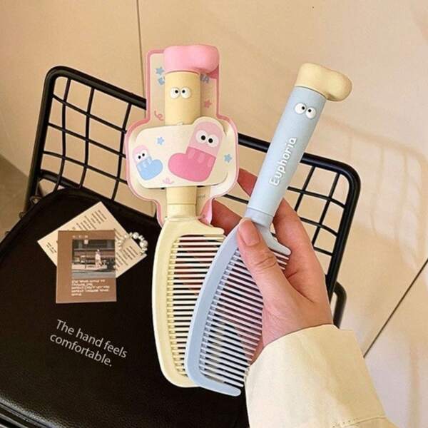 1pc Cute High-Quality Long Hair Brush, Suitable For Ladies, Portable Anti-Static Plastic Hair Straightening Brush For Girls