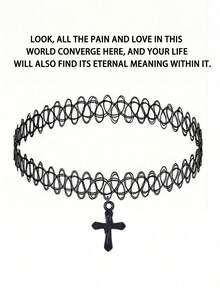 1 pezzo Collana con pendente a luna gotico, stile vintage con elementi di ragno, croce, teschio, ragnatela, teschio umano, design horror e bizzarro, catena regolabile seducente per il collo, adatta per le donne da indossare durante Ognissanti - nero - Visualizzare 18