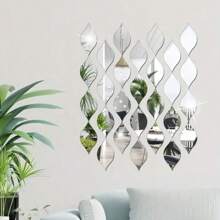 1 set di adesivi a forma di goccia d'acqua in acrilico specchiato, decorazione artistica per pareti 3D, autoadesivi per soggiorno, camera da letto, sfondo creativo
