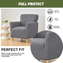 Local Delivery - Banquet Armchair Slipcover Printed Chair Covers With Arms Stretch Club Chair Slipcover Soft Armchair Sofa Covers Anti-Slip Furniture Protector For Dogs Pets Home Living Room Decor, 14 - T-jacquard Dark Grey - 查看 5
