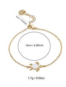 Charm-In 1 件海滩锆石海龟吊坠手链，精美小海龟手链，优雅珠宝，适合旅行和日常佩戴，节日礼物，情人节送给女朋友的礼物 - 金色款2 - 查看 3