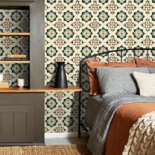 1 Rolle Vintage Stil Selbstklebende Tapete - Polygonales Blumen Muster, Abziehen und Aufkleben, Abnehmbar, Wasserfestes Kontaktpapier, Geeignet für Wohnzimmer, Schlafzimmer, Esszimmer, Flur, Heimdekoration, Schrank, Bücherregal, Möbel, Wandkunst, Sommerdekoration, Feiertagsdekoration Geschenk
