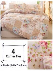 Cirelle 3 件套花卉图案羽绒被套套装（1 个羽绒被套和 2 个枕套）柔软亲肤羽绒被套床上用品套装，适合家庭使用，四季床单套装 - 彩色 - 查看 6