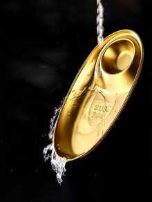 1pc Stainless Steel Sectional Snack Plate, Creative Sushi Dumpling Dish, Oval Small Appetizer Serving Tray, Suitable For Hotel & Restaurant - Gold - View 3