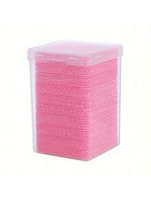 1 Box Of Lint Free Nail Wiping Cloth And Eyelash Extension Glue Cleaning Towel - Non-Woven Soft Gel Nail Remover Pad, Butterfly And Heart Design, Pink, Including Storage Box - Multicolor - View 8