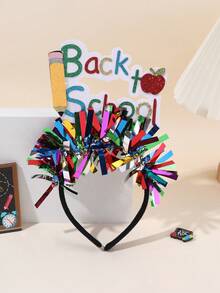 1pc Back To School Colorful Bling Hair Band,Pencil Apple Decoration Headband,Fashion Hair Accessories For Kids Toddlers Students Party Gifts - Multicolor - View 1