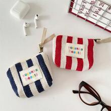 Striped Color-Blocking Makeup Bag Lipstick Pouch Coin Purse Travel Essentials For Vacation Summer Holiday Back To School School Stuff Bag For School Travel Bag For Women Makeup Bag For Travel