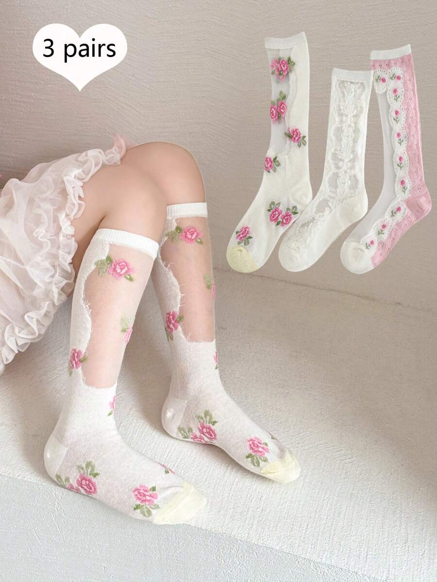 3 Paar einfache, vielseitige, atmungsaktive Anti-Mücken Knöchelsocken, durchsichtige Maschenstrumpfwärmer, süße und niedliche Kinder/Schüler Socken