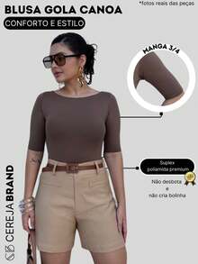 Kit 2 Blusa Gola Canoa Suplex Trabalho Slim Fit Fitness Casual