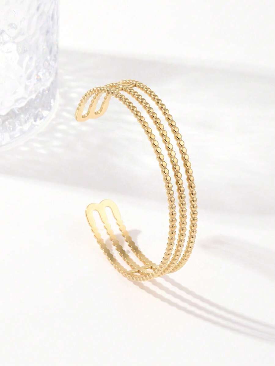 1pc Titanium Steel Fashionable Open Bangle, Suitable For Daily Wear