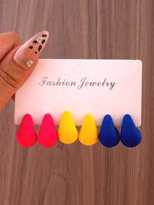 18 件多色水滴形时尚耳钉套装，女士珠宝