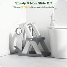 Potty Training Seat, Toddler Toilet Seat For Little Boys Girls, Potty Training Toilet With Urinals, Toddler Step Stool Ladder And Splash Guard (Gray)  2-IN-1 Potty Training Toilet Seat With Step Stool For Toddler, Stability Training Potty Seat For Kids Boys Girls With Splash Guard And Anti-Slip Pad, Adjustable Ladder & Potty Seat Height, Grey - Grey - View 6